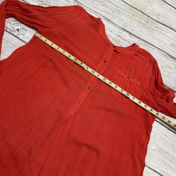 Free People High Low Tunic Top Gauze Flowy Women’s Size Medium Red - Picture 3 of 8